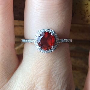 Natural Hessonite Garnet Sterling Silver Ring Size 9